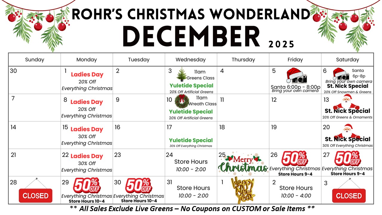 december christmas calendar 2025