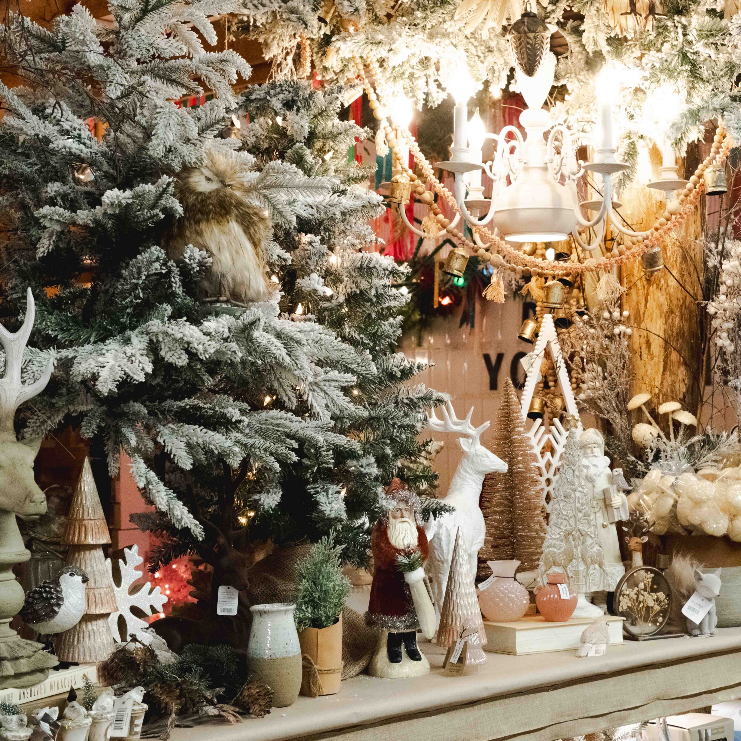 white christmas decorations with tree