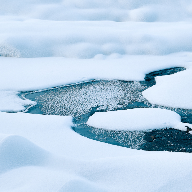 snowy winter pond