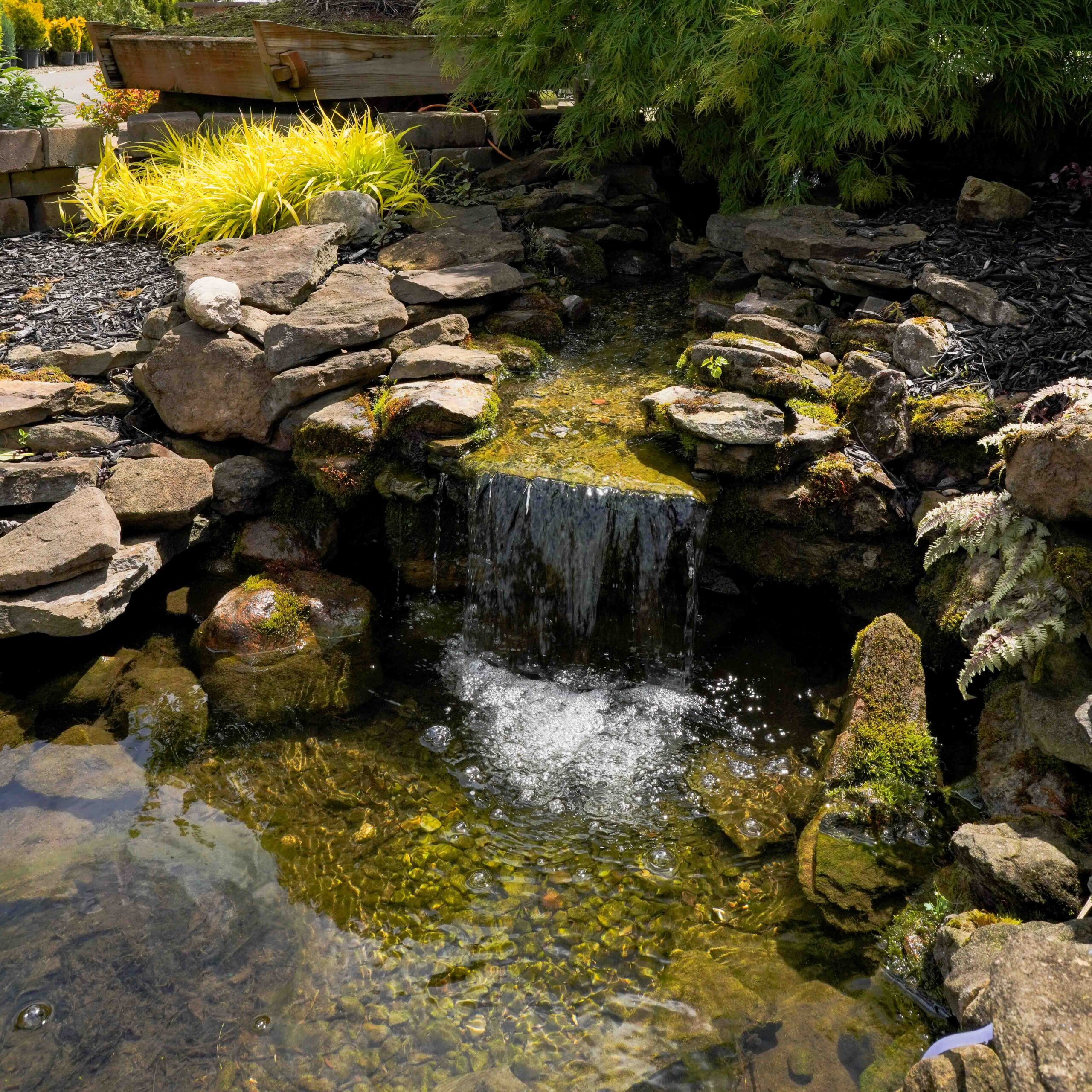 waterfall in a rocky pond